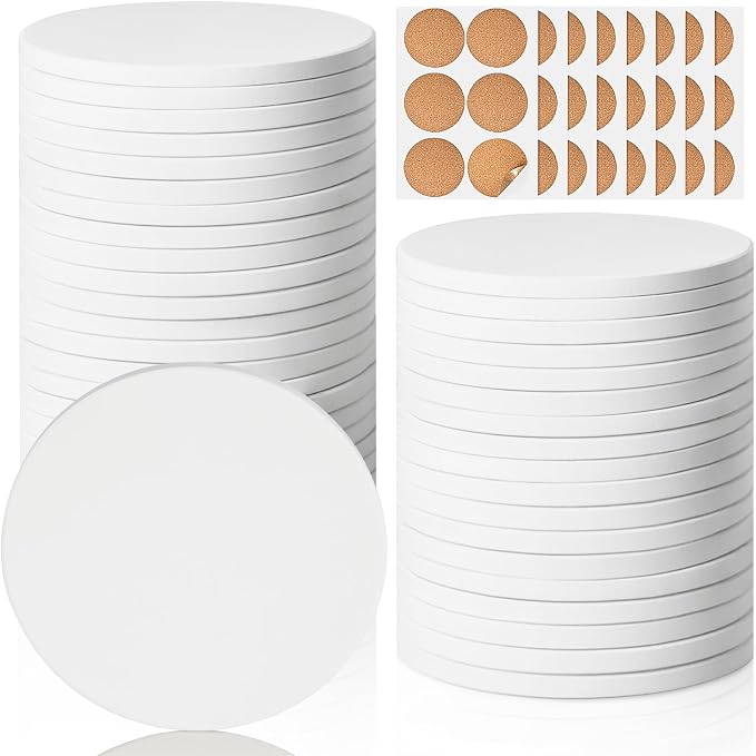 48 PCS Ceramic Tiles for Crafts, Unglazed Matte Coasters by GOHDODD