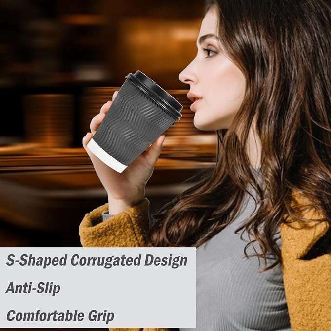 Lamosi 50 Pack 10 oz Insulated Disposable Coffee Cups - Image 4