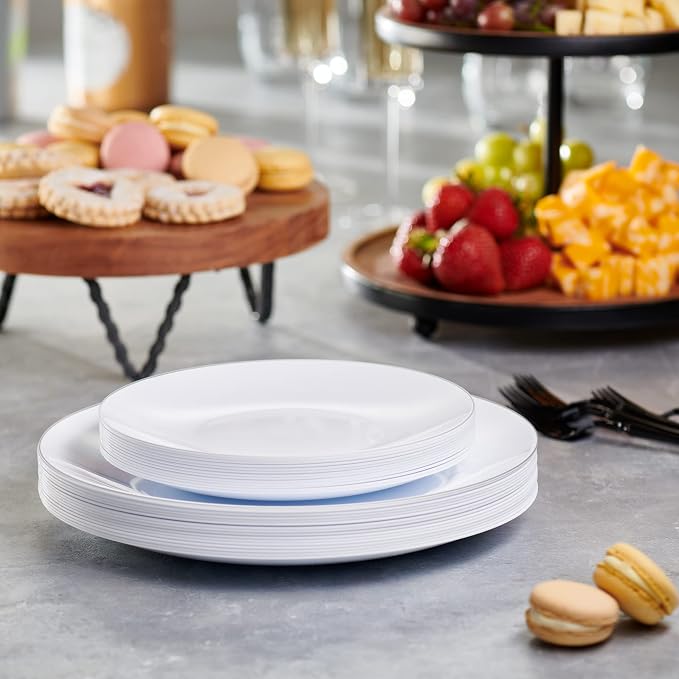 PLASTICPRO 32 Piece Combo Plates Set includes 16-7'' inch Plate & 16-10'' inch - Image 2
