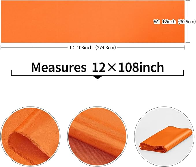 15-Pack Orange Satin Table Runner 12 x 108 Inch Long Fuchsia Bright and Smooth - Image 3