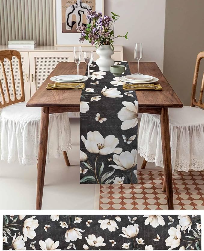 Farmhouse Floral Table Runners 108 Inches Long, Cotton Linen Fabric Table - Image 6