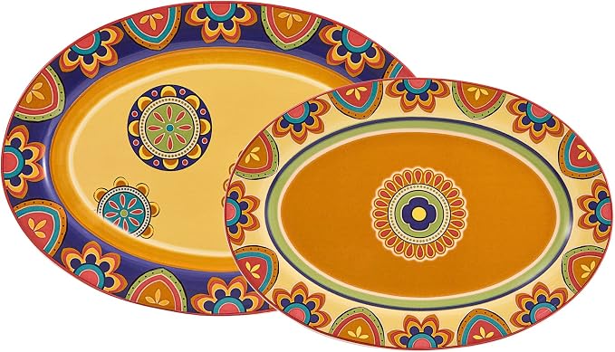 Bico Tunisian 16 plus 14 inch Oval Platters Set, Microwave and Dishwasher Safe by Bico