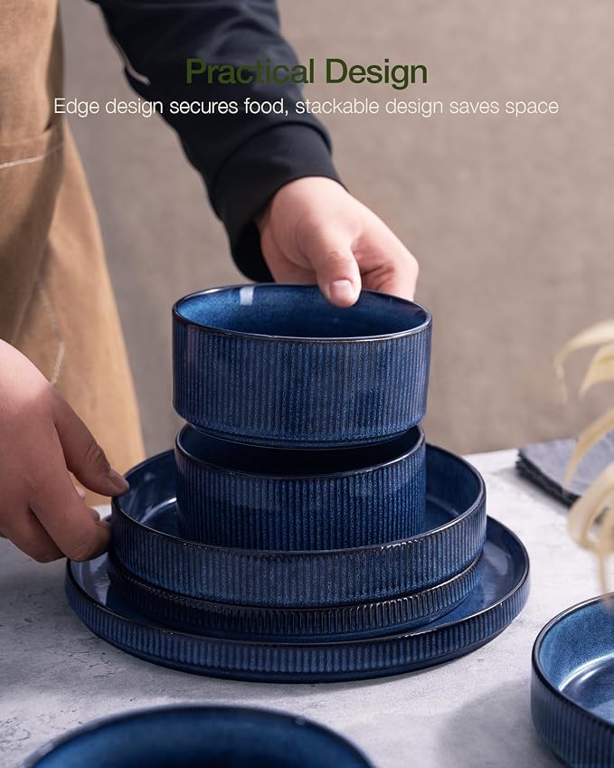Famiware Star Ceramic Plates and Bowls Sets, Reactive Glaze Dishes - Image 5