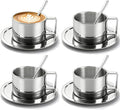 ZENFUN 4 Pack 6.8 oz Coffee Cups Set, 18/8 Stainless Steel Espresso Cup by ZENFUN