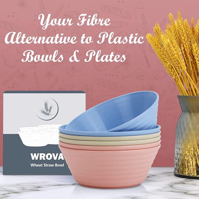 Wheat Straw Bowl Sets, Microwave and Dishwasher Safe Bowls, Alternative Plastic - Image 6