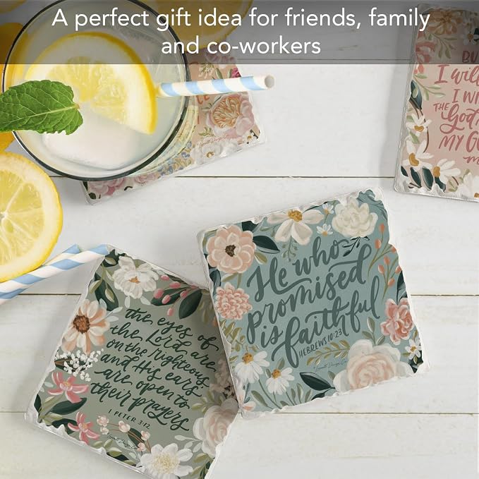 Thirstystone Lovely Scriptures 4 Pack Assorted Tumbled Tile Stone Coasters | 4" - Image 5