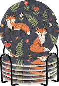 Fox Flower Black Pattern Coasters by Unknown