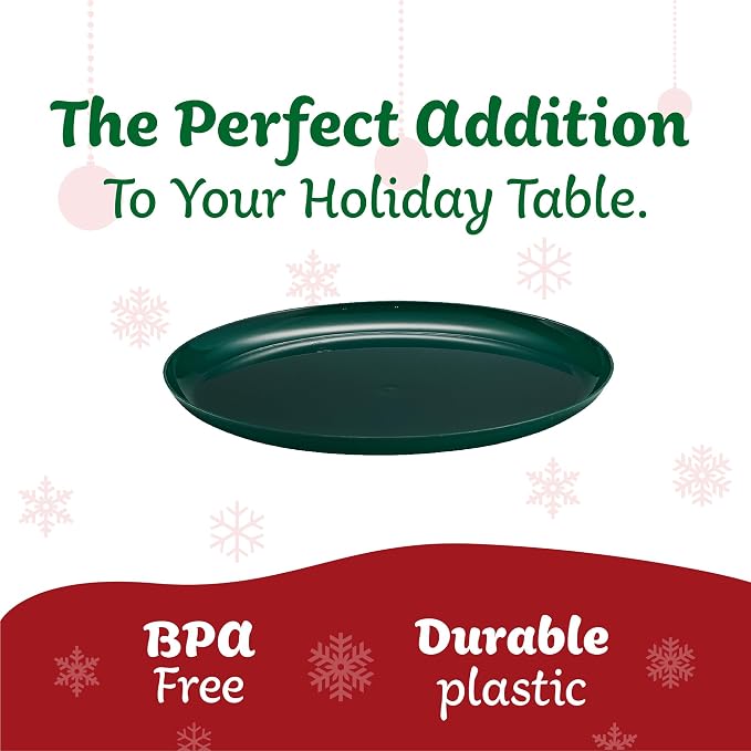 PLASTICPRO [30 Pack 8.6'' Christmass Green Plastic Party Plates Edge Collection - Image 7