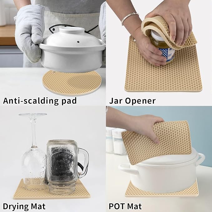 4 Pack Silicone Trivets for Hot Pots and Pans, Pot Holders Hot Pads, Non-Slip & - Image 4