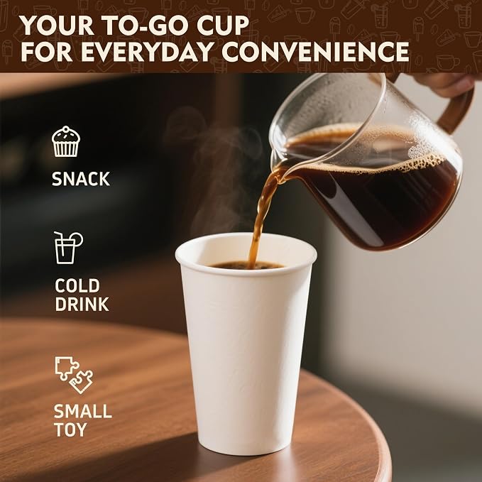 YEEHAW 16 oz 500 Pack White Disposable Paper Coffee Cups | - Image 3