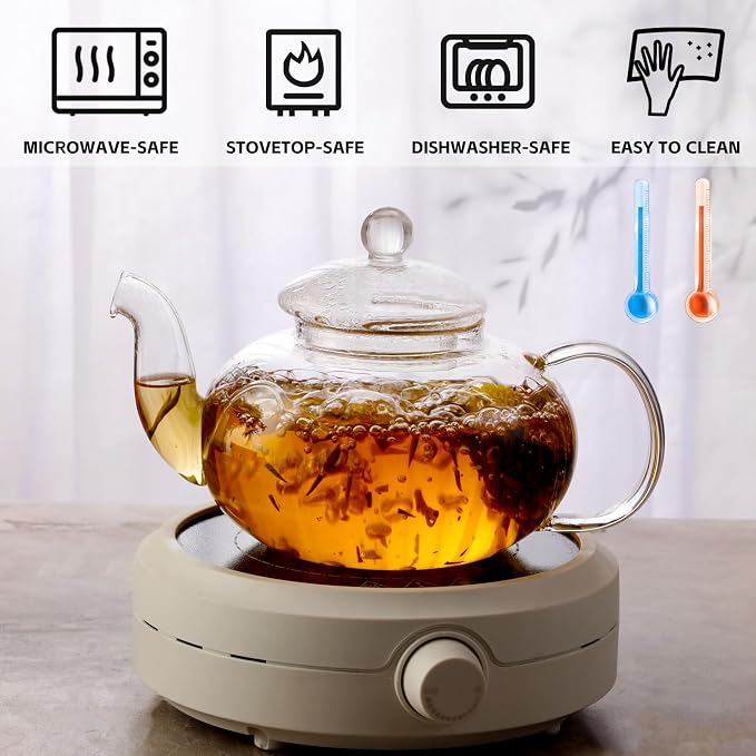 Glass Teapot Set, 34OZ/1000ML Glass Tea Kettle - Image 6