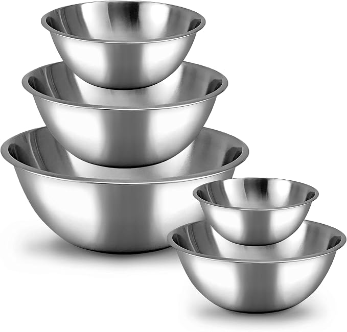 Stainless Steel Mixing Bowls Set, 5-Piece Meal Prep & Food Storage | .75 by WHYSKO