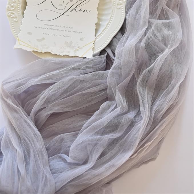 Gray Cheesecloth Table Runner Cheese Cloth Wedding Birthday Party Decor | 10Ft by Joanlody
