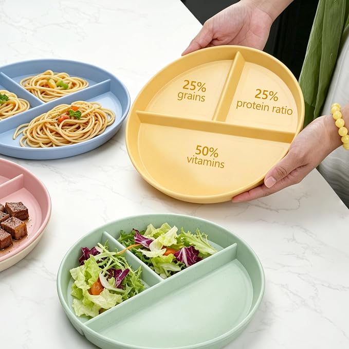 9-Inch Unbreakable Wheat Straw Divided Plates, Microwave & Dishwasher Safe | - Image 7
