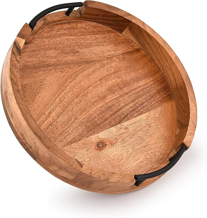 Tray Acacia Wood Round Serving Tray - Image 3