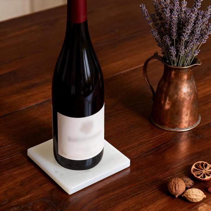 Natural Marble Coasters, Square Costers, Luxury Aesthetic Modern Decor - Image 6