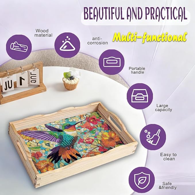 EWJRNSF Diamond Art Kits for Adults Wooden Serving Trays - Image 4