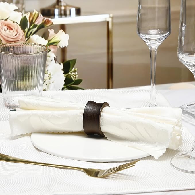 Zhehao 50 Pcs Wood Napkin Rings Bulk Acacia Handmade Dining Table Napkin Holder - Image 4