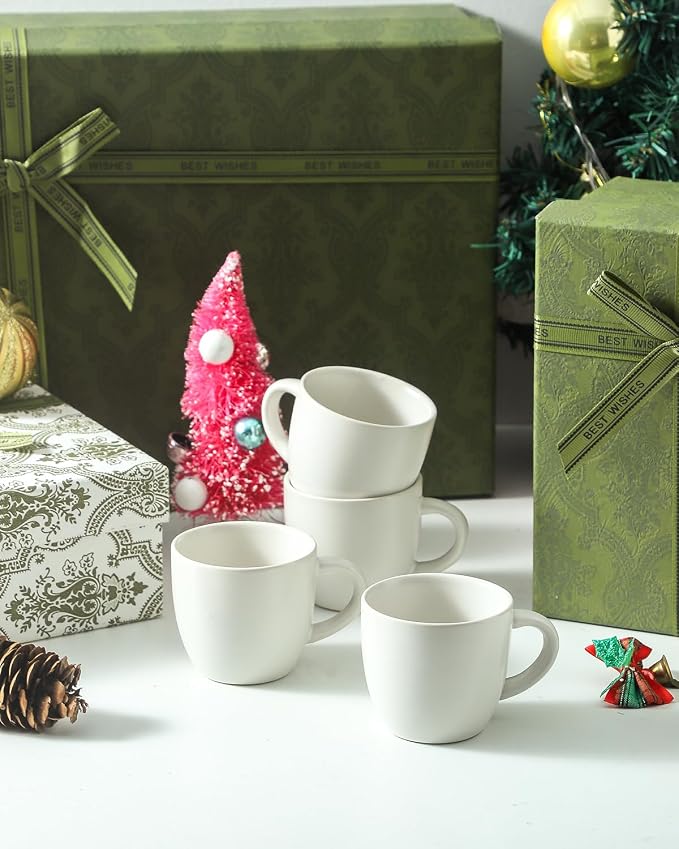 HASENSE Ceramic 3 OZ Espresso Cups, Porcelain Espresso Demitasse Cups Set of 4 - Image 5