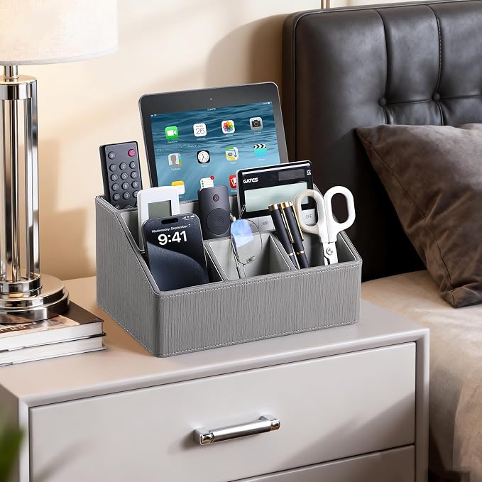 PU Leather Desk Organizer, Remote Control Holder, Office Desk Accessories - Image 6