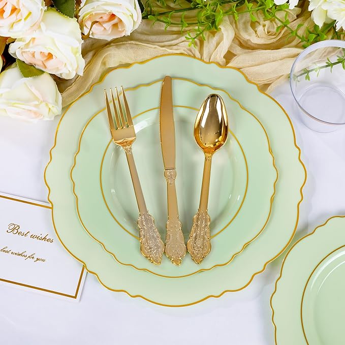 350PCS Light Green Plates - Image 7