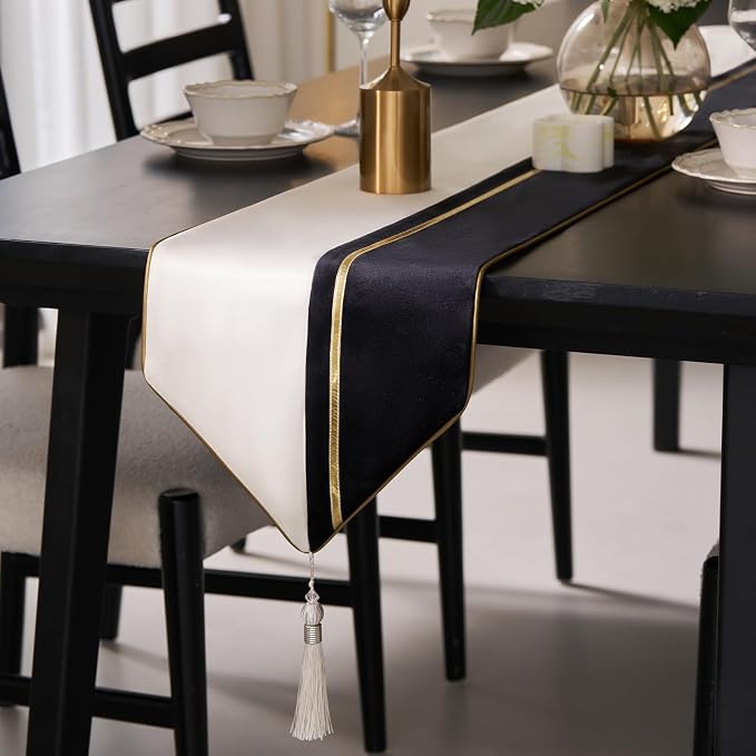 Avigers Table Runner 12 x 59 Inch, Tassels | Faux Silk double-layer accent by Avigers