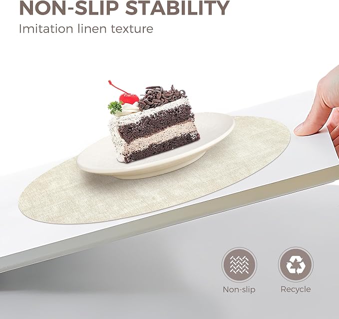 NCUE 13" Faux Leather Round Placemats Set of 4, Reversible Dual-Color | - Image 3