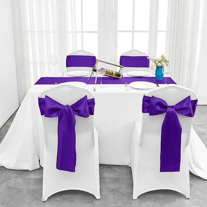 4-Pack Purple Satin Table Runner 12 x 108 Inch Long Bright and Smooth Silk - Image 8