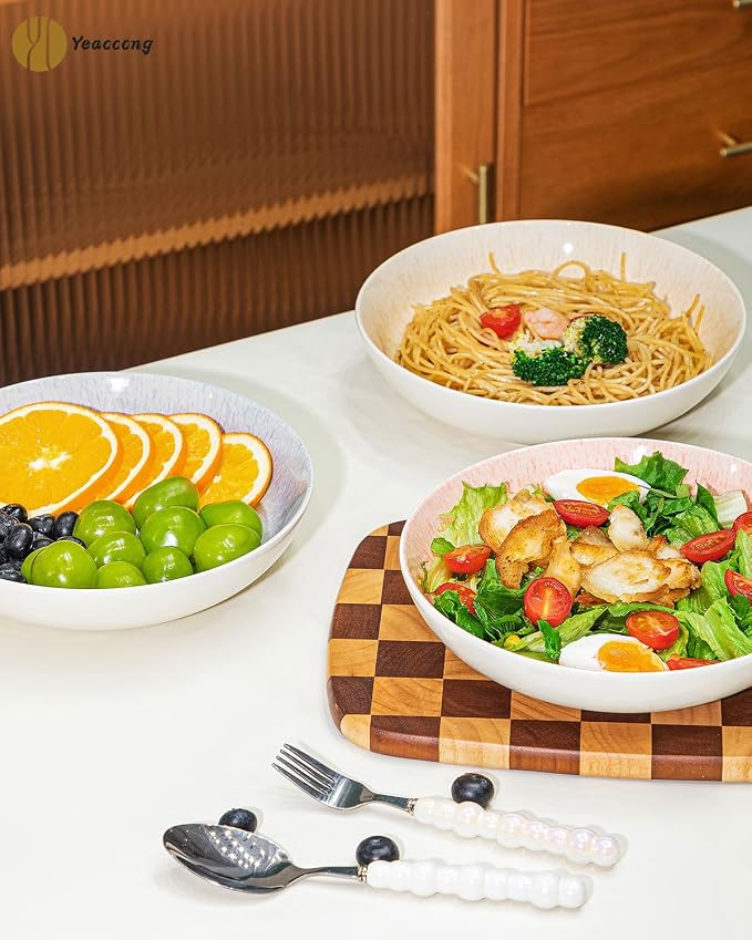 Yeacccng Pasta Bowls Set of 6, 8.7 Inch 39 Oz Colorful Reactive Glaze Ceramic - Image 8