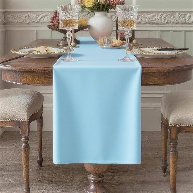 Baby Blue Table Runner, Waterproof Washable Runners 72 Inches Long | Reusable by KAIPHO