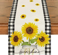 Artoid Mode Buffalo Plaid Sunflower Vase Sunshine Summer Table Runner, Spring by ArtoidMode