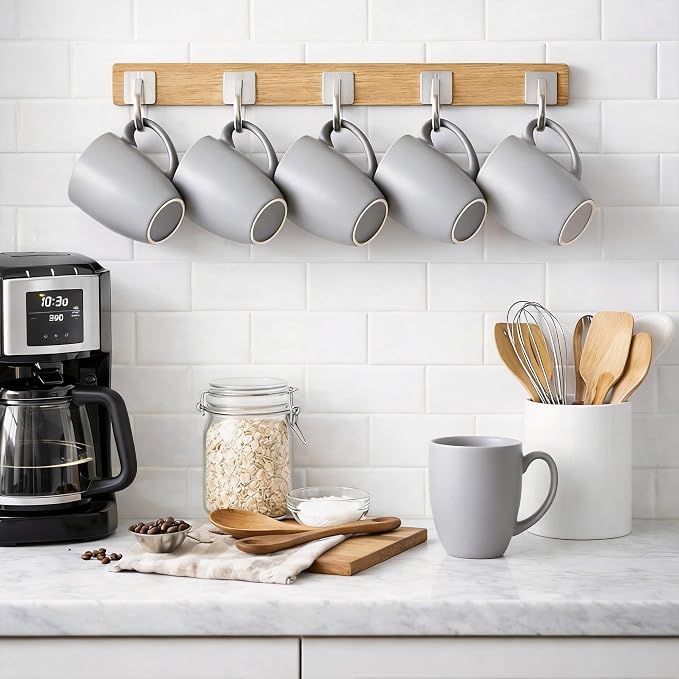 AmorArc 12 OZ Coffee Mugs, Matte Gray Coffee Cups - Image 9
