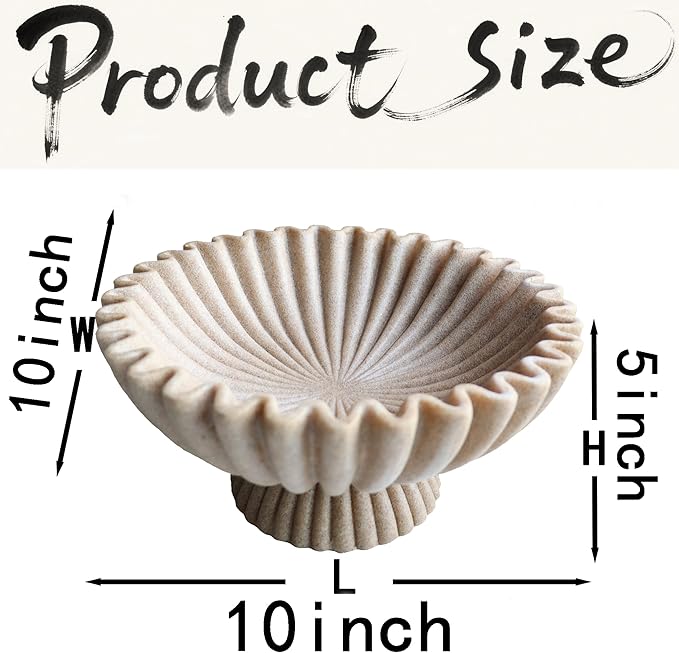 10" Large Decorative Bowl decor, Scalloped Bowls - Image 5