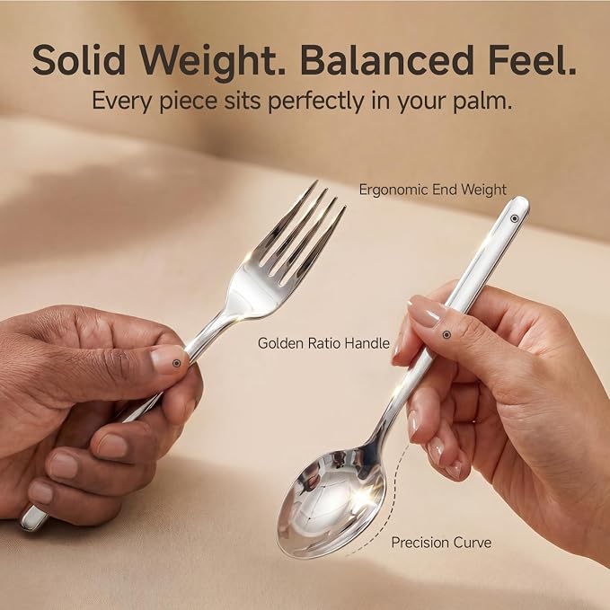 36-Piece Silverware Set with Steak Knives, Flatware Set - Image 5