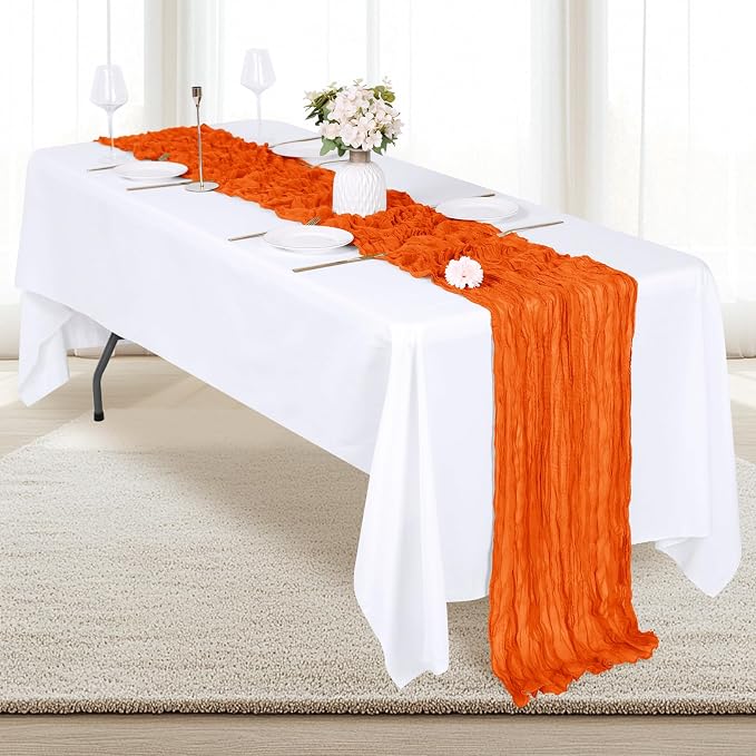 6 Pack Orange Cheesecloth Table Runner 17x108 Inch Semi Sheer Boho Gauze Cheese - Image 4