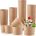 Honeydak 100 Pieces Ice Cream Soup Cups Paper 8 oz Disposable Sundae Bowls by Honeydak