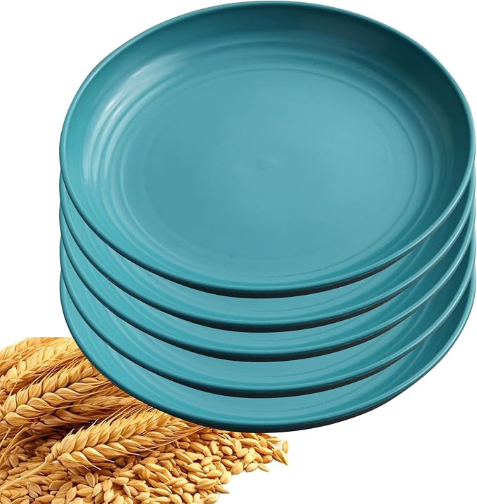 5Pcs Dinner Plates Wheats Straw Plates Set Unbreakable Reusable, Lightweight by Unknown