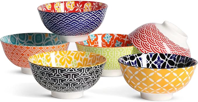 Metahom Dessert Bowls, Small Colorful Bowls 10 Oz, Ceramic Bowl Set by Metahom