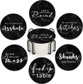Coasters for Drinks, Ceramic Stone Black Marble | Absorbent Round Table Mat by BRIBAY