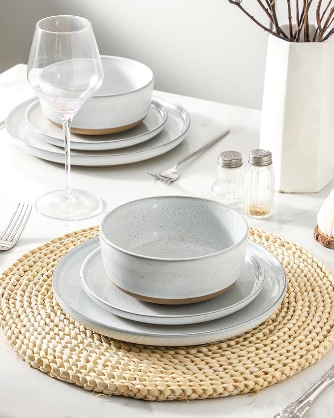 Hasense Plates and Bowls Sets, 3 Pieces Modern Porcelain Dishes Sets, Stoneware - Image 4