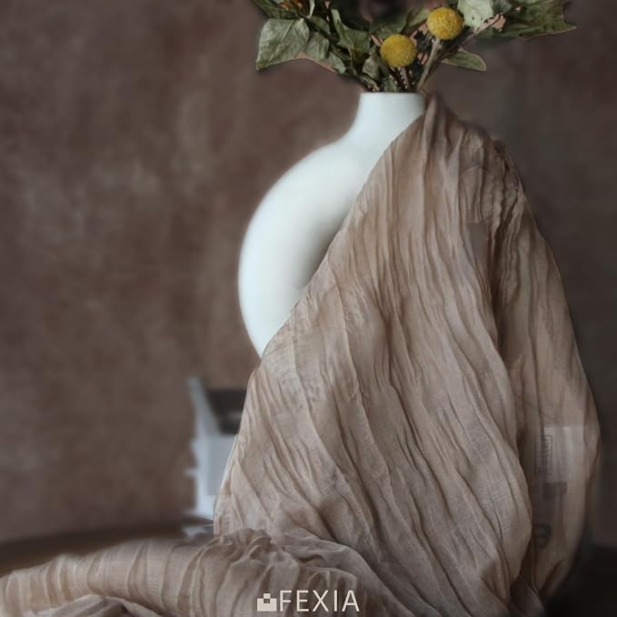 10Pcs Nude Brown Cheesecloth Table Runner Wedding Boho Burlap Decor | 35x120 - Image 5