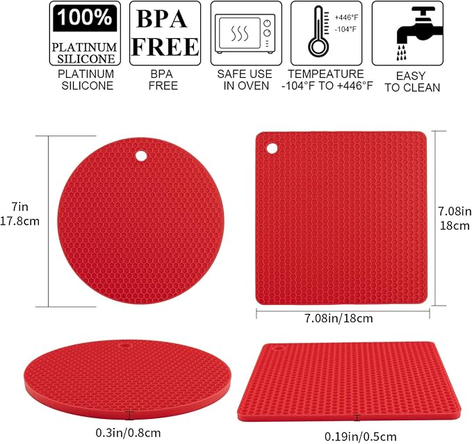 Silicone Trivets for Hot Pots and Pans, Heat Resistant Trivet Mats for Hot - Image 8