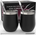 CHILLOUT LIFE 12 oz Stainless Steel Wine Tumblers 2 Pack by CHILLOUTLIFE