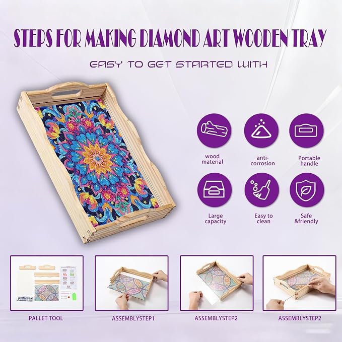 EWJRNSF Diamond Art Kits for Adults Wooden Serving Trays - Image 3