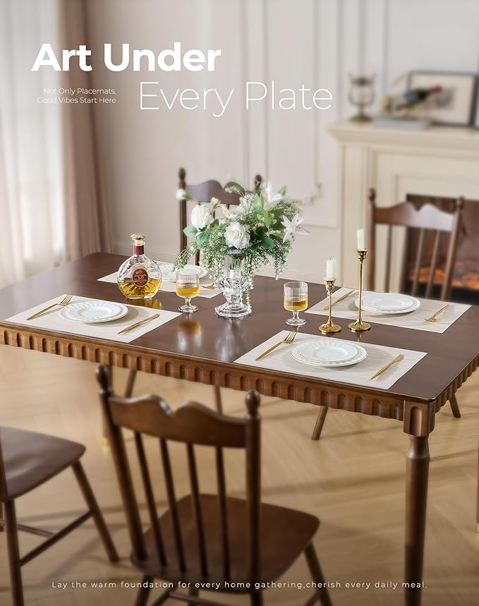 Leetaltree Beige White Placemats Set of 8 - Image 2