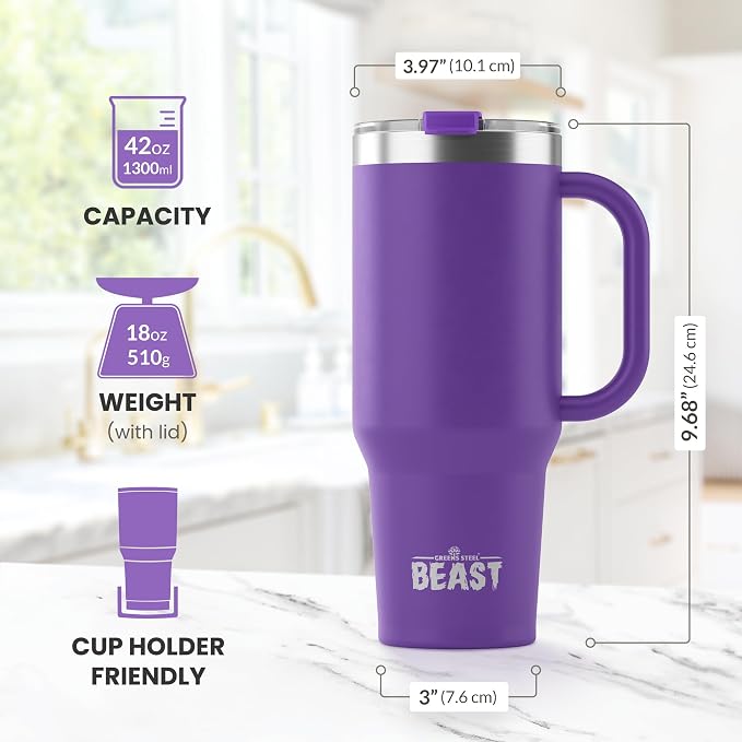 Beast 42 oz Tumbler with Handle Stainless Steel Vacuum Insulated Coffee Ice Cup - Image 6