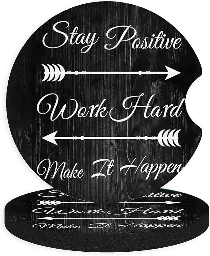 2pcs Stay Positive Car Coasters, Absorbent Universal neoprener Cup Holder by Unknown