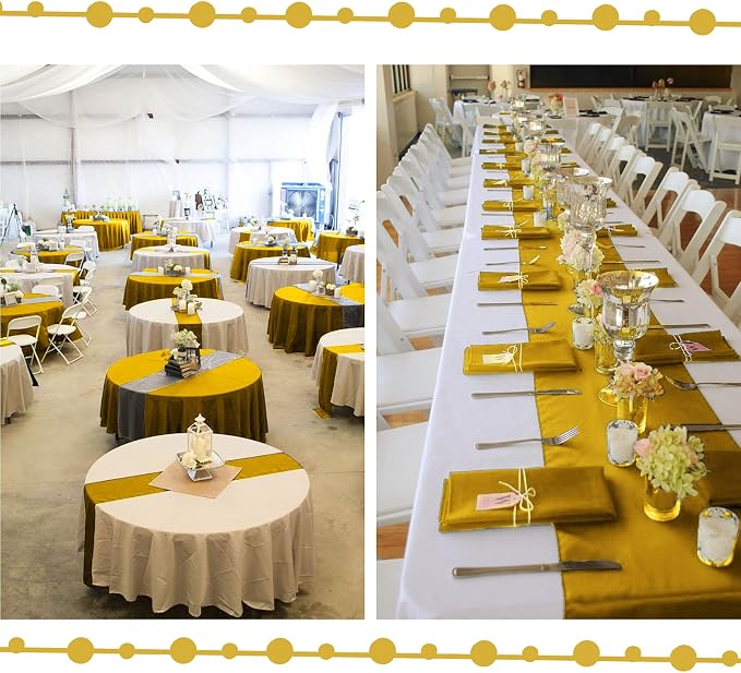 10-Pack Gold 12 x 108 inches Long Premium Satin Table Runner | Wedding - Image 7