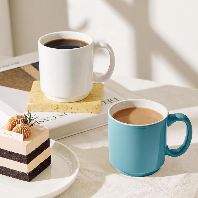 Sweese Stackable Coffee Mugs - 10 Oz Porcelain Cups - Image 8