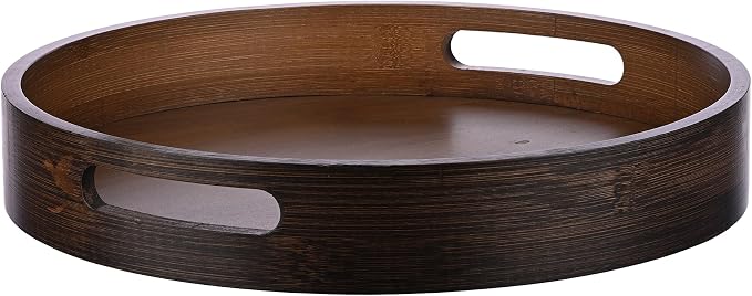 Round Trays Home Decor, 11.8" Large Round Wood Tray by JIMMYLUCKY